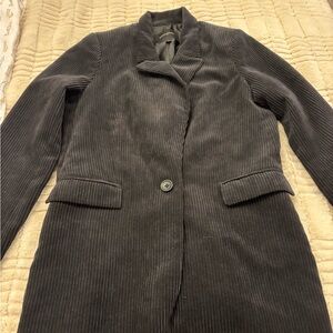 Bana Republic black soft corduroy single button front boxy shaped lined blazer